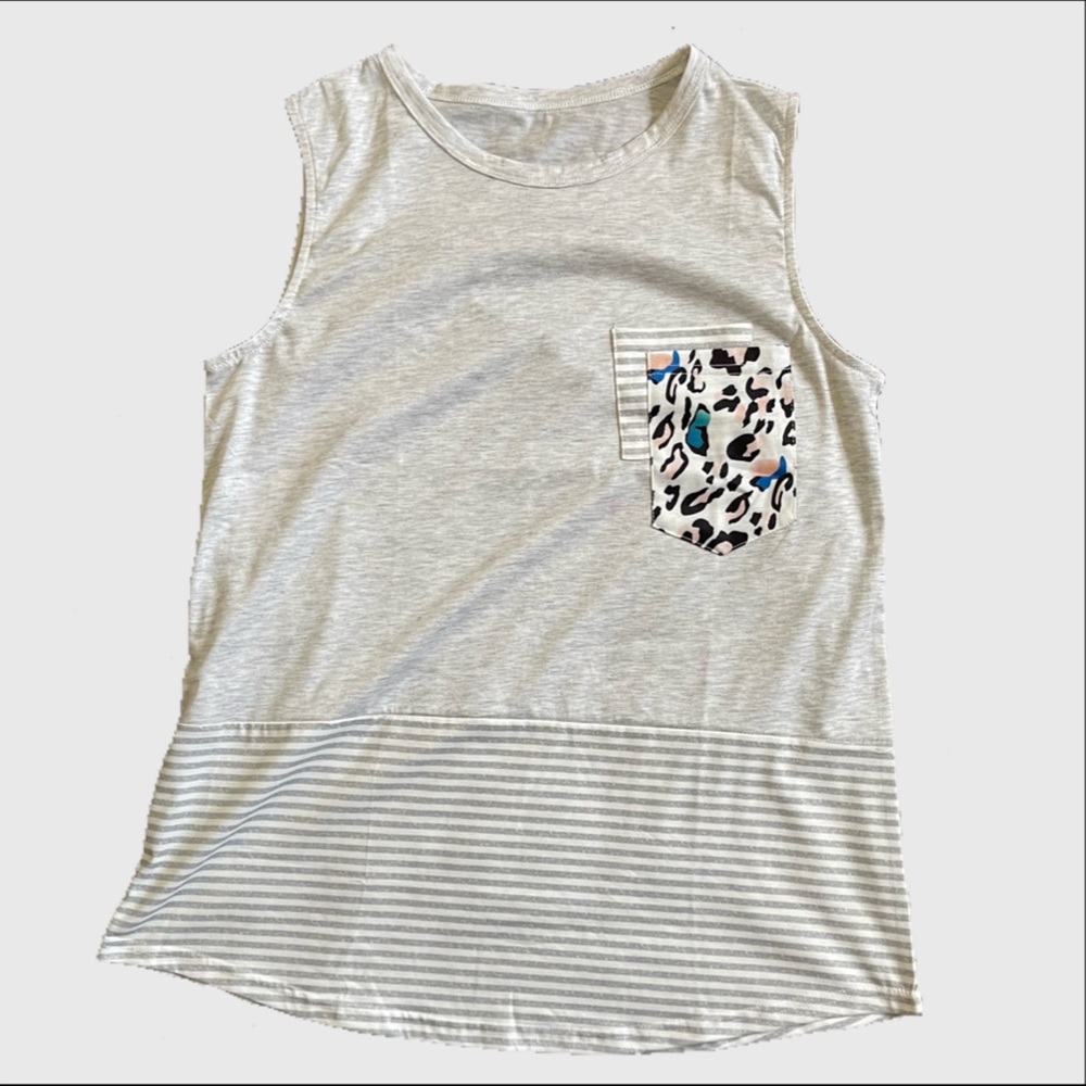 Tank top with leopard and striped